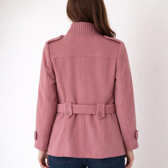 🌸 Guy Laroche Femme Wool & Angora Jacket – Belted Pink Coat Sz 38 - Picture 2 of 8